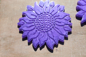 Purple Sunflower resin coasters - set of 2