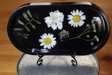 Load image into Gallery viewer, Black with white Flowers Trinket tray/rolling tray/soap dish

