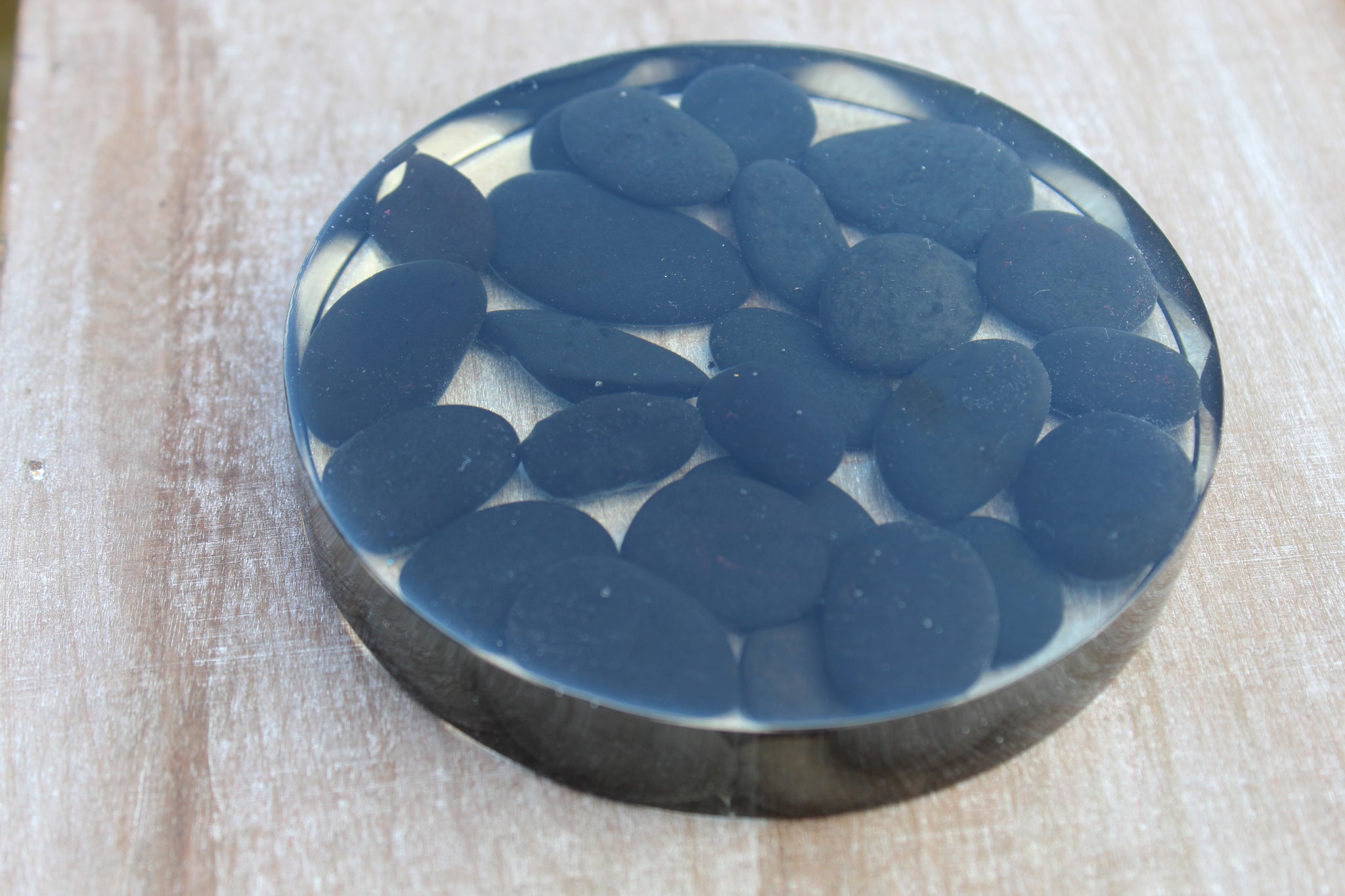 Blue Epoxy and Rambutan Coasters