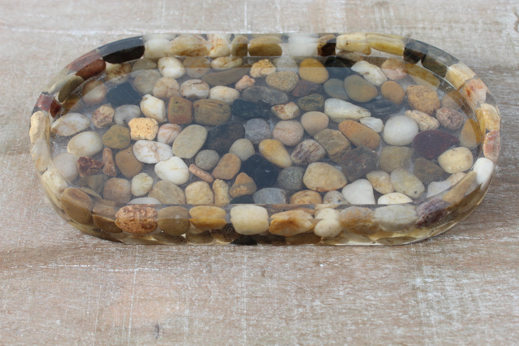 Trinket tray/rolling tray/soap dish - River rocks
