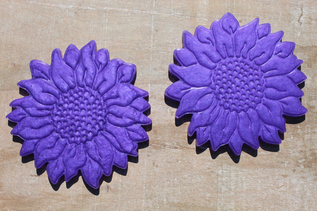 Purple Sunflower resin coasters - set of 2