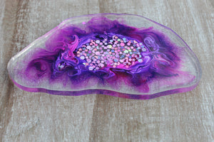 Resin geode coaster - purple