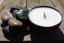 Load image into Gallery viewer, Coconut shell wood wick soy candle-Caribbean coconut scented
