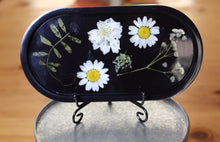 Load image into Gallery viewer, Black with white Flowers Trinket tray/rolling tray/soap dish
