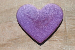 Yellow & Purple glitter Heart resin coaster